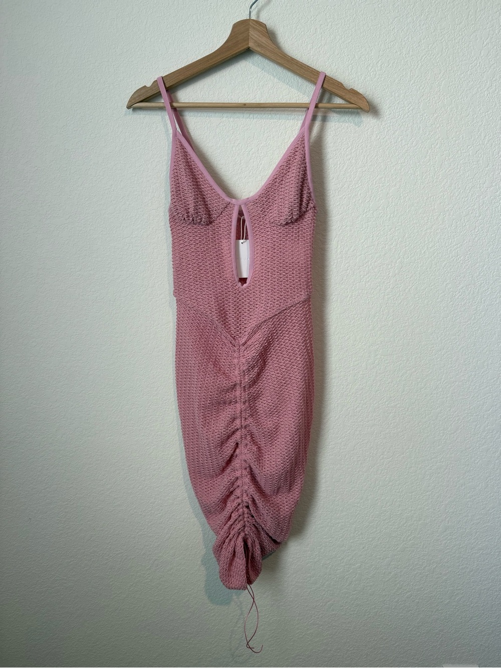 Natalie Rolt Dusty Rose Textured Ruched Midi Dress NWT